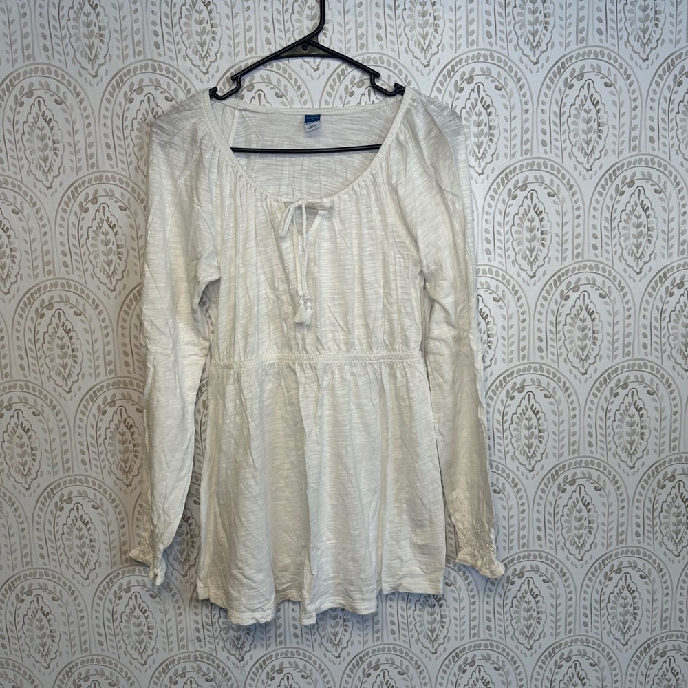 Old Navy Maternity‎ White Long Sleeve Peasant Tunic Top Size S